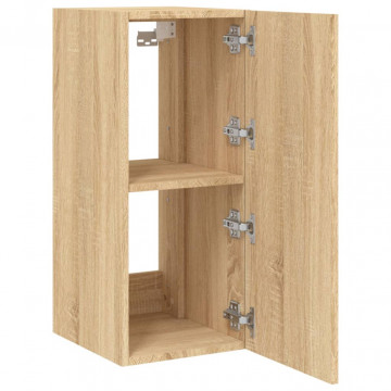 Comodă TV de perete cu lumini LED, stejar sonoma, 30,5x35x70 cm - Img 7