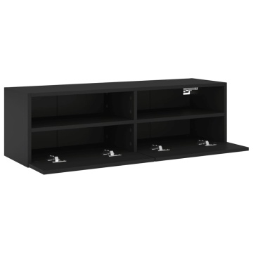Comodă TV de perete, negru, 100x30x30 cm, lemn prelucrat - Img 5