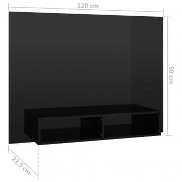 Comodă TV de perete, negru extralucios, 120x23,5x90 cm, PAL - Img 6
