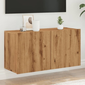 Comodă TV de perete, stejar artizanal, 80x30x41 cm - Img 1