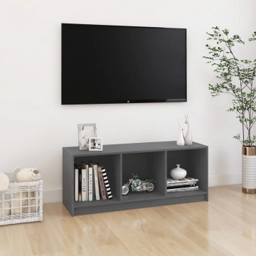 Comodă TV, gri, 104x33x41 cm, lemn masiv de pin - Img 1