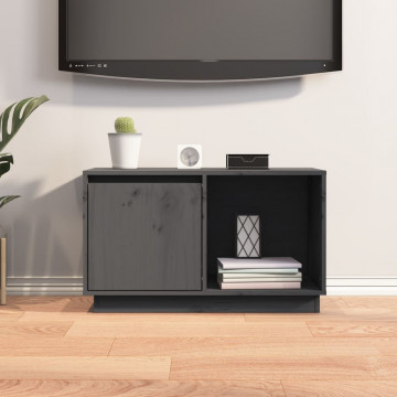 Comodă TV, gri, 74x35x44 cm, lemn masiv de pin - Img 6