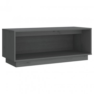 Comodă TV, gri, 90x35x35 cm, lemn masiv de pin - Img 2