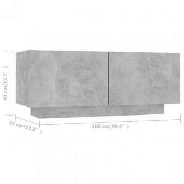 Comodă TV, gri beton, 100x35x40 cm, PAL - Img 7