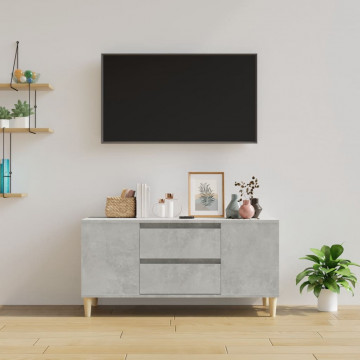 Comodă TV, gri beton, 102x44,5x50 cm, lemn prelucrat - Img 3