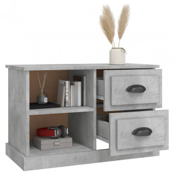 Comodă TV, gri beton, 73x35,5x47,5 cm, lemn prelucrat - Img 8