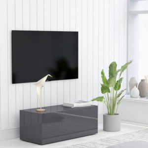 Comodă TV, gri extralucios, 80 x 34 x 30 cm, PAL - Img 1