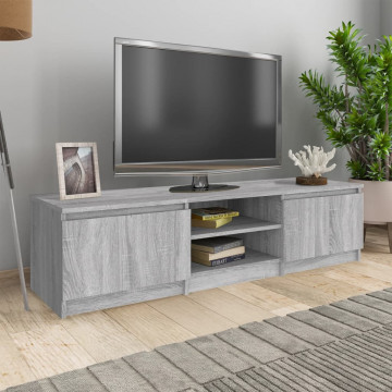 Comodă TV, gri sonoma, 140x40x35,5 cm, lemn prelucrat - Img 1