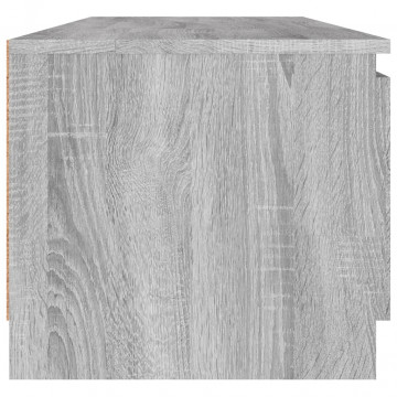 Comodă TV, gri sonoma, 140x40x35,5 cm, lemn prelucrat - Img 4