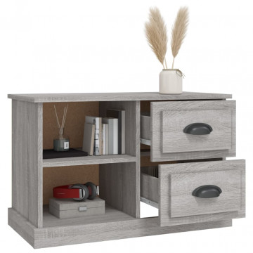 Comodă TV, gri sonoma, 73x35,5x47,5 cm, lemn prelucrat - Img 8
