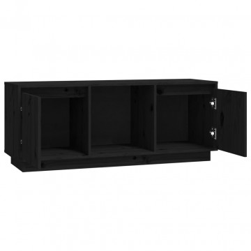 Comodă TV, negru, 110,5x35x44 cm, lemn masiv de pin - Img 8