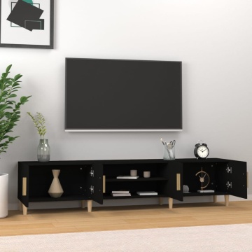 Comodă TV, negru, 180x31,5x40 cm, lemn prelucrat - Img 3
