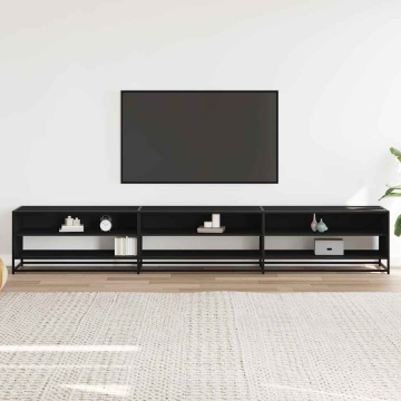 Comodă TV, negru, 270x40x46 cm, lemn prelucrat - Img 3