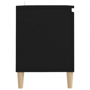 Comodă TV, picioare lemn masiv, negru, 103,5x35x50 cm - Img 5