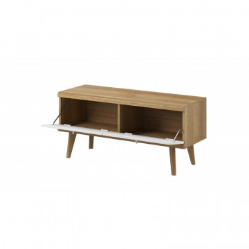 Comoda TV Prime PR01 din stejar Riviera - alb 107 cm 2D - Img 4