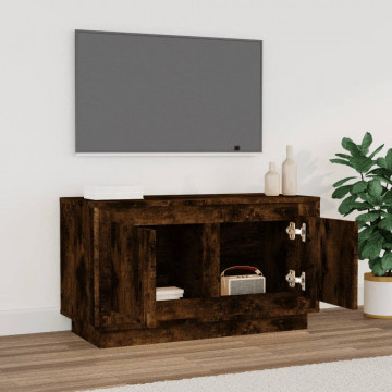 Comodă TV, stejar afumat, 80x35x45 cm, lemn prelucrat - Img 3