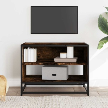 Comodă TV, stejar fumuriu, 61x40x46 cm lemn prelucrat și metal - Img 3