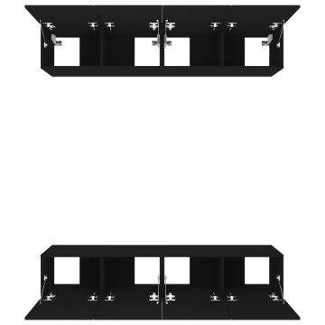 Comode TV, 4 buc., negru, 80x30x30 cm, lemn compozit - Img 5