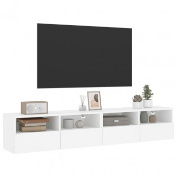 Comode TV de perete, 2 buc., alb, 80x30x30 cm, lemn prelucrat - Img 8