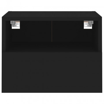 Comode TV de perete, 2 buc., negru, 40x30x30 cm, lemn prelucrat - Img 7