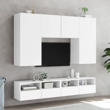 Comode TV de perete, alb, 80x30x30 cm, lemn prelucrat - Img 4
