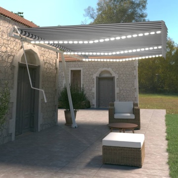 Copertină automată cu senzor vânt&LED, albastru/alb, 600x350 cm - Img 1