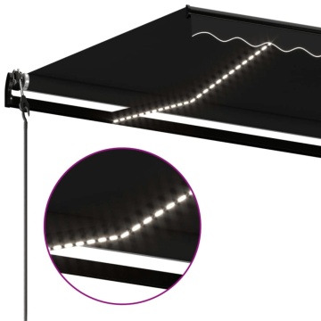 Copertină automată cu senzor vânt & LED, antracit, 400x350 cm - Img 8