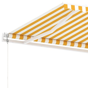 Copertină automată cu senzor vânt & LED, galben&alb, 400x300 cm - Img 6