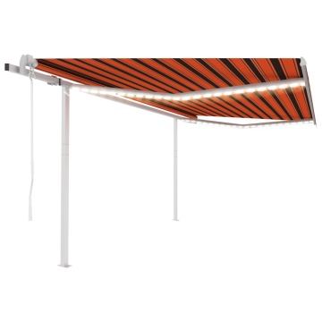 Copertină automată cu senzor vânt&LED, portocaliu/maro, 4,5x3 m - Img 1