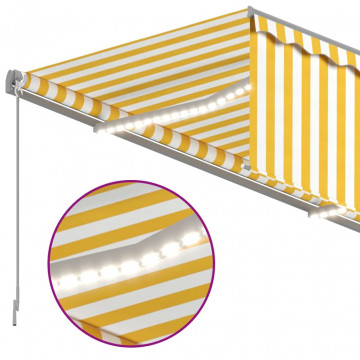 Copertină automată cu stor&senzor vânt&LED, galben&alb, 4x3 m - Img 7