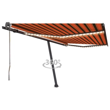 Copertină automată senzor vânt&LED portocaliu&maro, 450x300 cm - Img 1