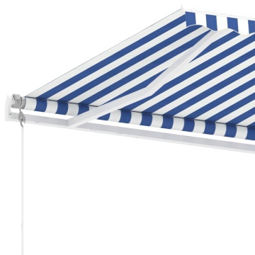 Copertină autonomă retractabilă automat albastru&alb 300x250 cm - Img 5