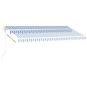 Copertină autonomă retractabilă automat albastru&alb 400x350 cm - Img 5