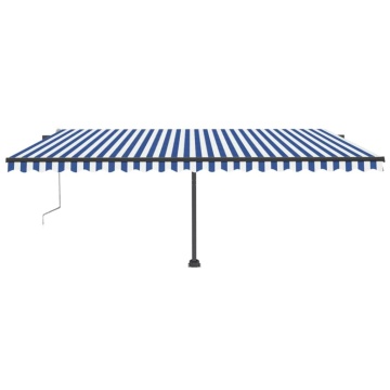Copertină autonomă retractabilă automat albastru&alb 500x300 cm - Img 3