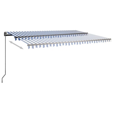 Copertină autonomă retractabilă automat albastru&alb 500x300 cm - Img 8