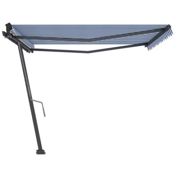 Copertină autonomă retractabilă manual albastru&alb 450x300 cm - Img 4