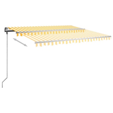 Copertină autonomă retractabilă manual, galben&alb, 400x350 cm - Img 5