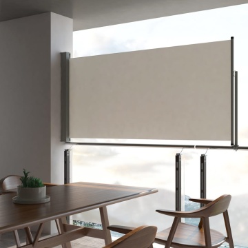 Copertină laterală retractabilă de terasă, crem, 120 x 300 cm - Img 1