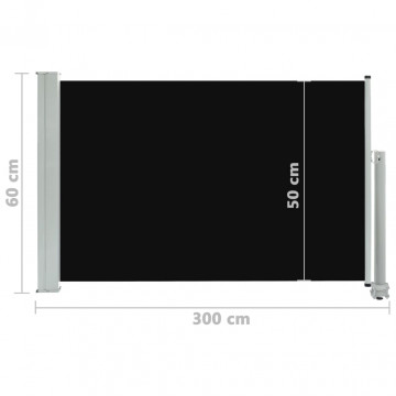 Copertină laterală retractabilă de terasă, negru, 60 x 300 cm - Img 6