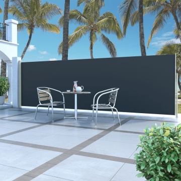 Copertină laterală retractabilă, negru, 160x500 cm - Img 1