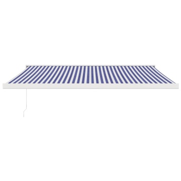 Copertină retractabilă albastru/alb, 4x3 m, textil/aluminiu - Img 3