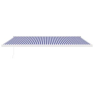 Copertină retractabilă albastru/alb, 5x3 m, textil/aluminiu - Img 3