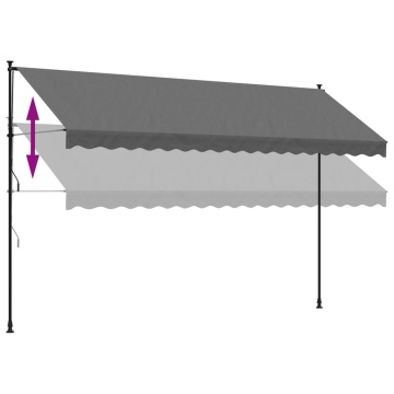 Copertină retractabilă, antracit, 400x150 cm, textil și oțel - Img 6