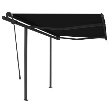 Copertină retractabilă automat cu stâlpi, antracit, 3,5x2,5 m - Img 2