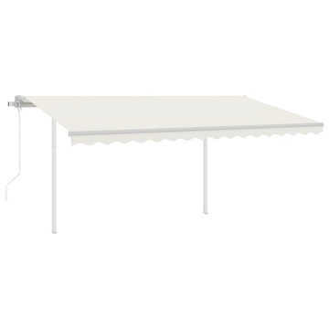 Copertină retractabilă automat, cu stâlpi, crem, 4x3 m - Img 2