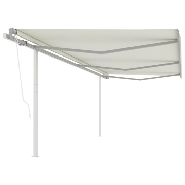 Copertină retractabilă automat, cu stâlpi, crem, 6x3 m - Img 1