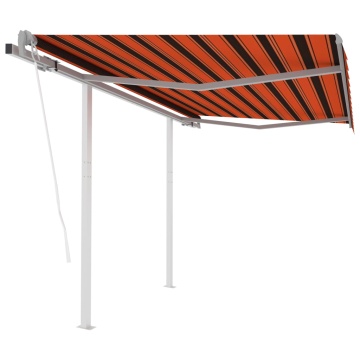Copertină retractabilă automat cu stâlpi portocaliu/maro 3x2,5m - Img 1