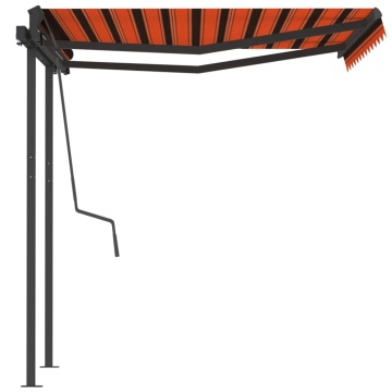 Copertină retractabilă automat stâlpi portocaliu&maro 3,5x2,5 m - Img 5
