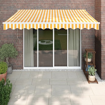 Copertină retractabilă, galben/alb, 3x2,5 m, textil/aluminiu - Img 1