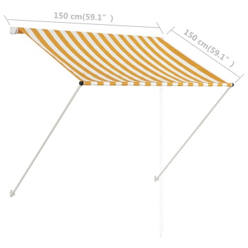 Copertină retractabilă, galben și alb, 150 x 150 cm - Img 7
